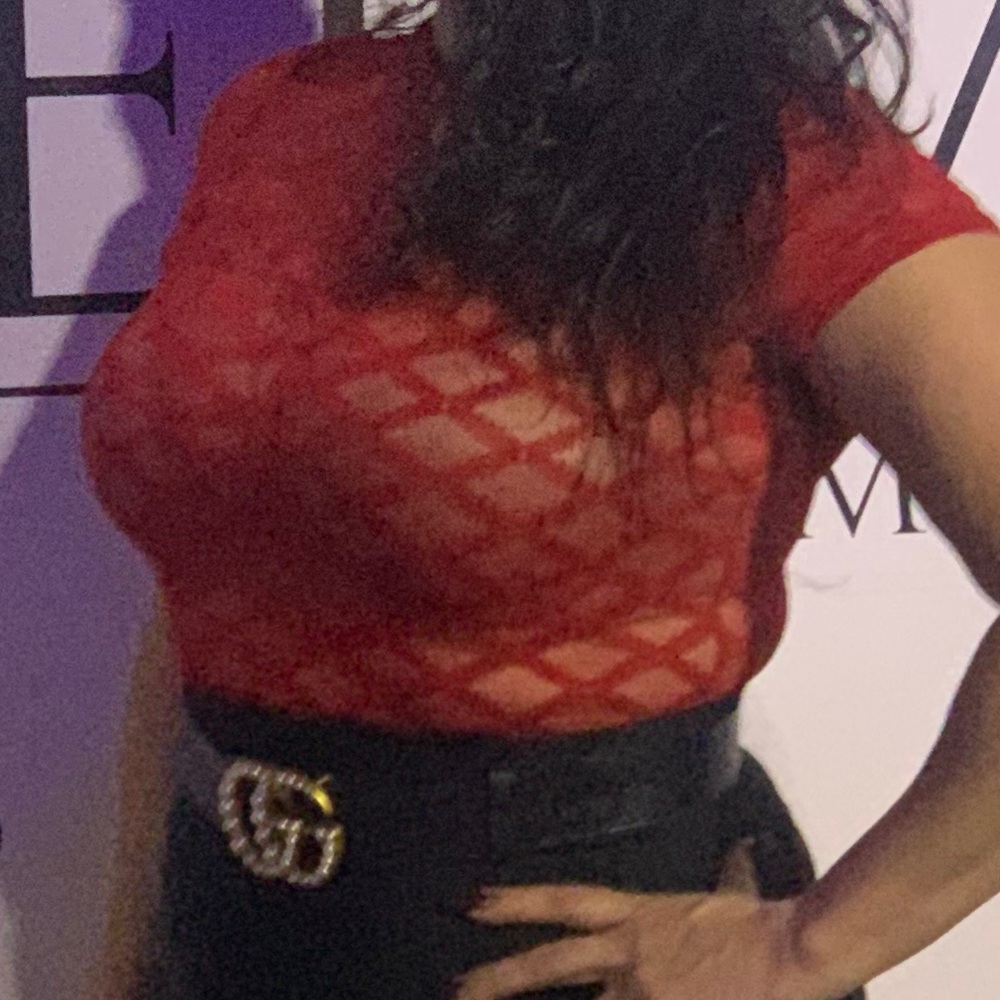 Red sheer bodysuit
